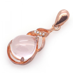 Rose Quartz and 925 Sterling Silver Pendant