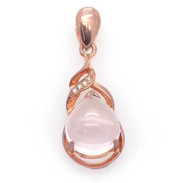 Rose Quartz and 925 Sterling Silver Pendant