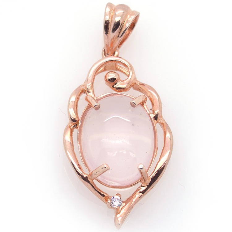 Rose Quartz and 925 Sterling Silver Pendant