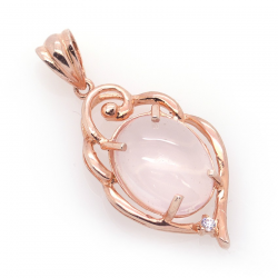 Rose Quartz and 925 Sterling Silver Pendant