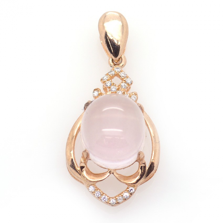 Rose Quartz and 925 Sterling Silver Pendant