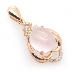 Rose Quartz and 925 Sterling Silver Pendant