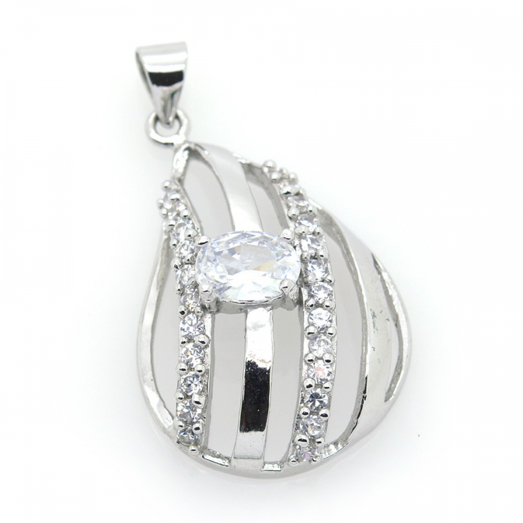 Zircons and 925 Sterling Silver Pendant