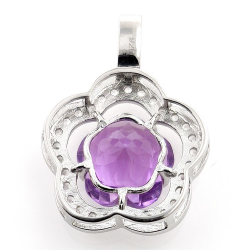 Amethyst and White Topaz Pendant in Silver 925