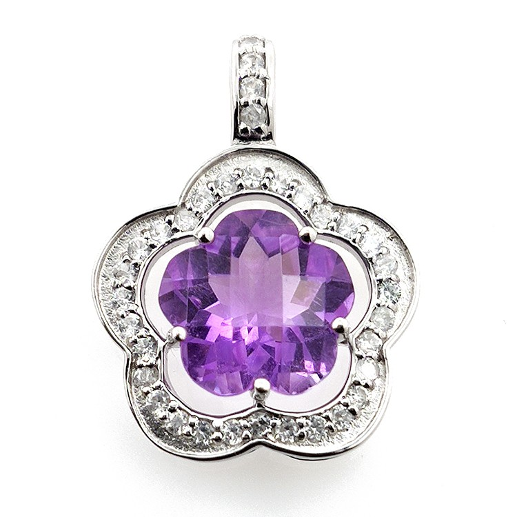 Amethyst and White Topaz Pendant in Silver 925