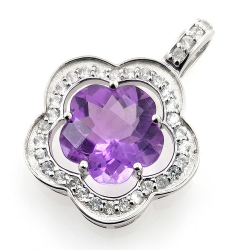 Amethyst and White Topaz Pendant in Silver 925