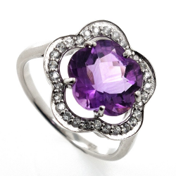 Amethyst and White Topaz Set in Silver 925