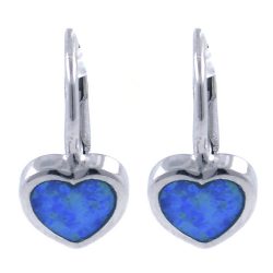 Lab opal heart earring and 925 silver