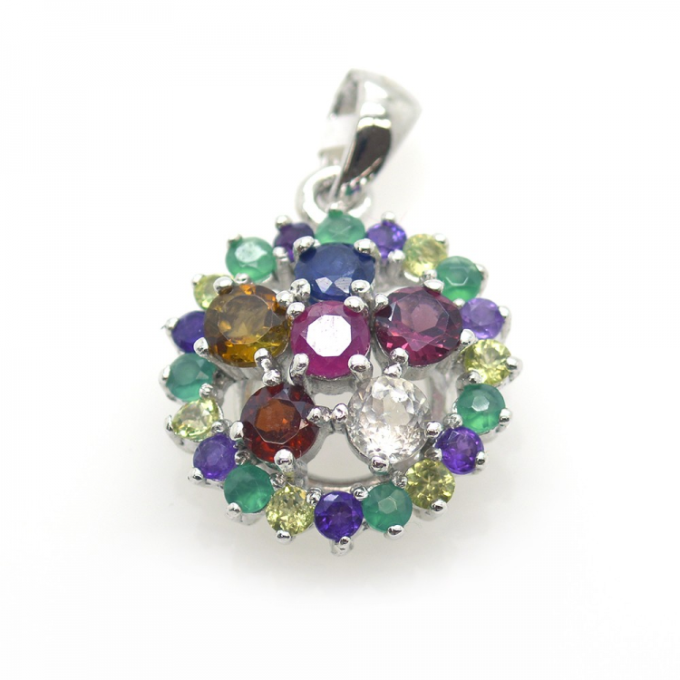 Multigems and Silver 925 Pendant