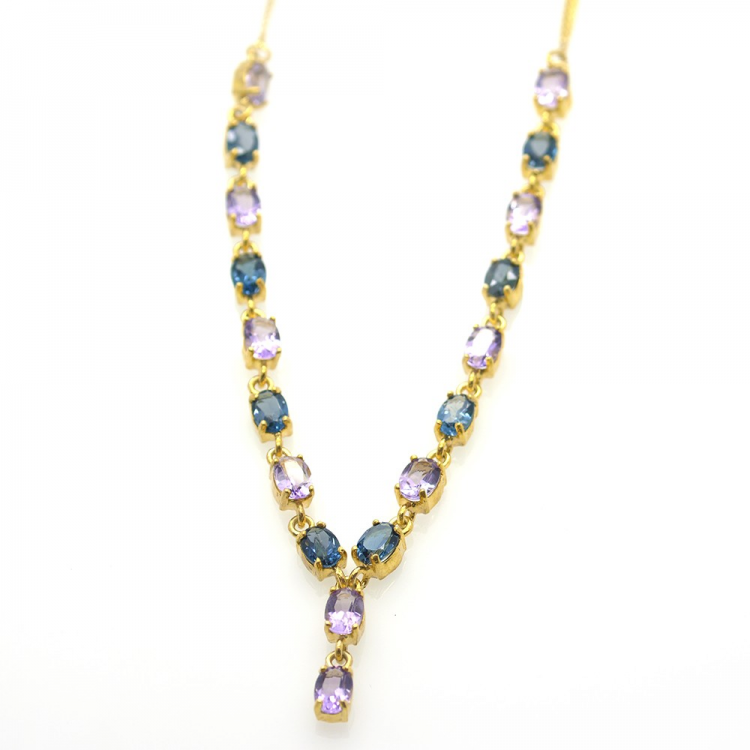 Amethyst and Topaz and Silver 925 Necklace