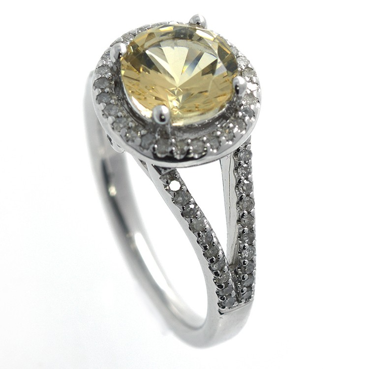 Bague Citrine, Diamants et Argent 925