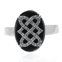 Diamonds, Onyx and Silver 925 Ring