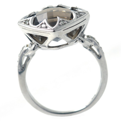 Smoky Quartz Ring, Diamonds and 925 silver