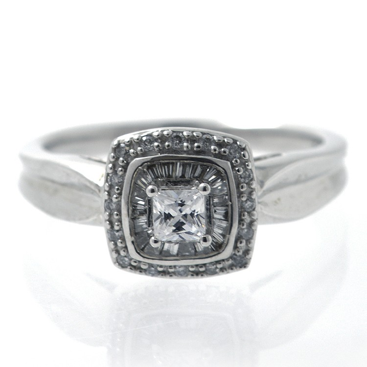 Bague Diamants Argent 925 - Diamants Véritables, Couleur H - Taille 54 - Occasion (excellent état)