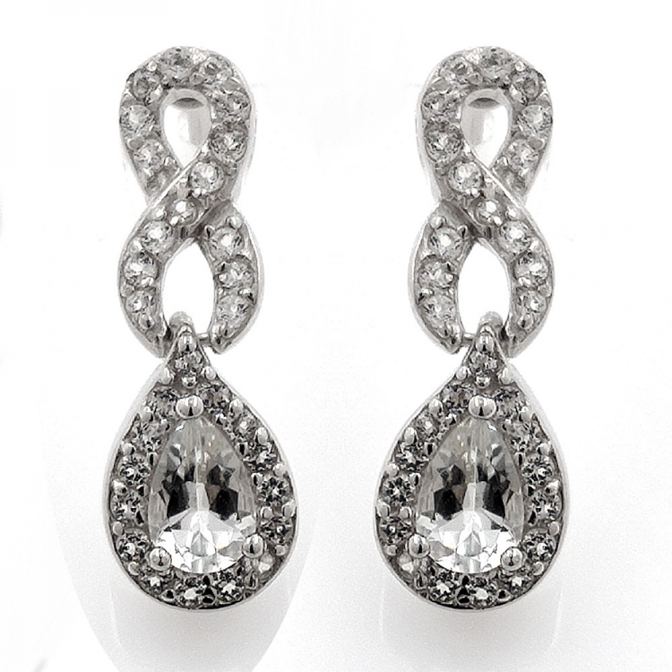 White topaz and 925 silver earrings