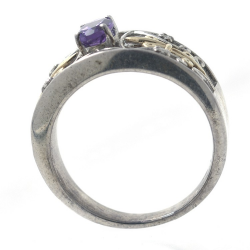 Amethyst, Diamonds and 925 Silver Ring