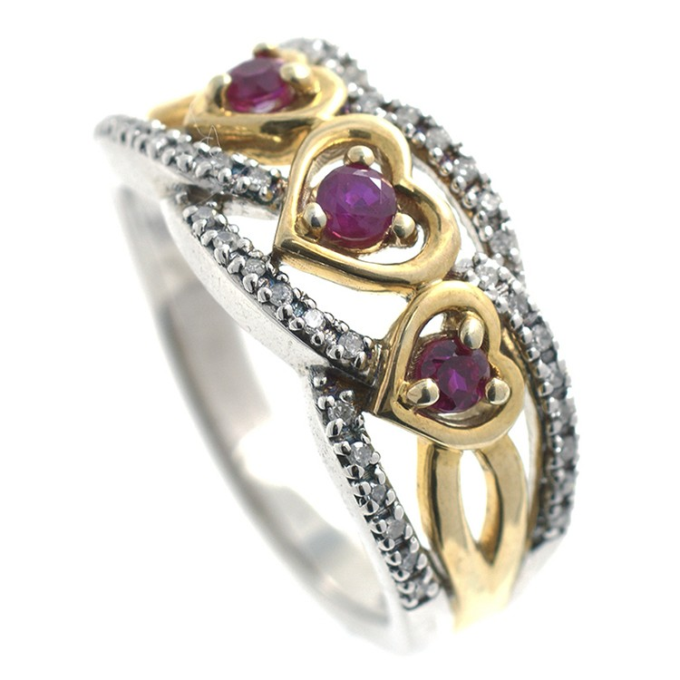 Ring Diamonds, Ruby and Silver 925