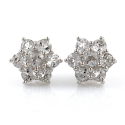 White Topaz or Black Spinel and 925 Silver Earrings