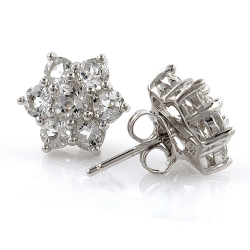 White Topaz or Black Spinel and 925 Silver Earrings