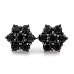 White Topaz or Black Spinel and 925 Silver Earrings