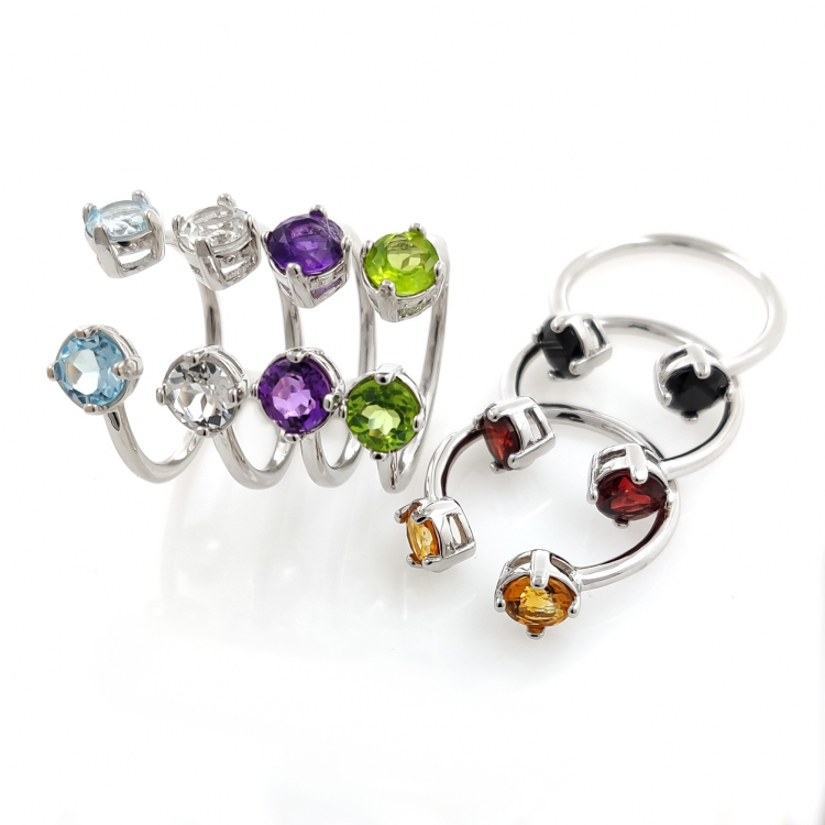 Anillo Tu y Yo de distintas gemas y Plata 925