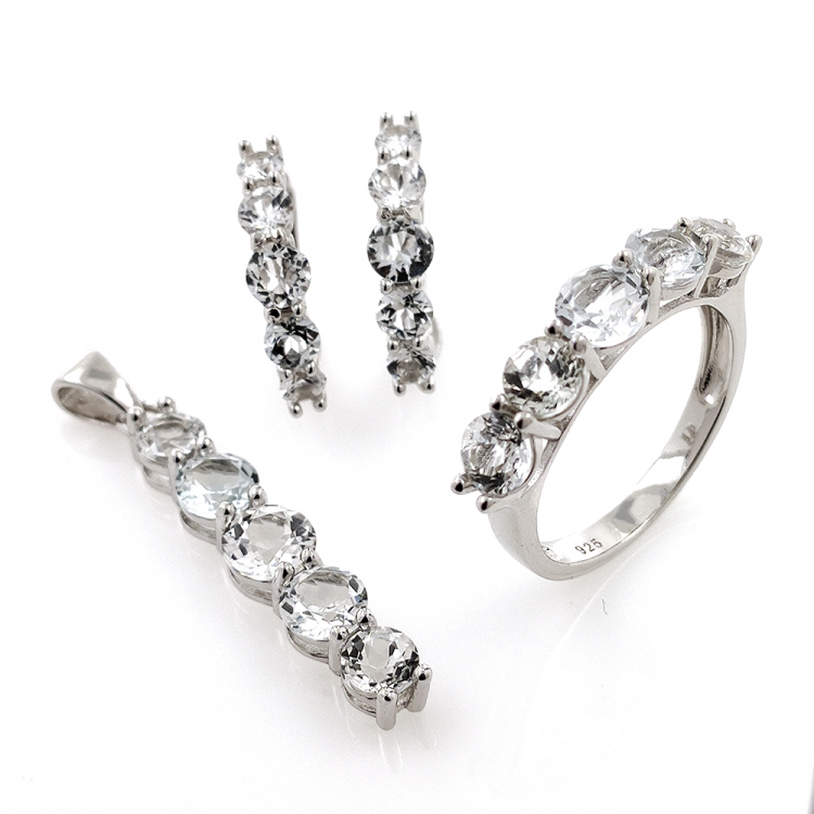 Set of White Topaz and Silver 925