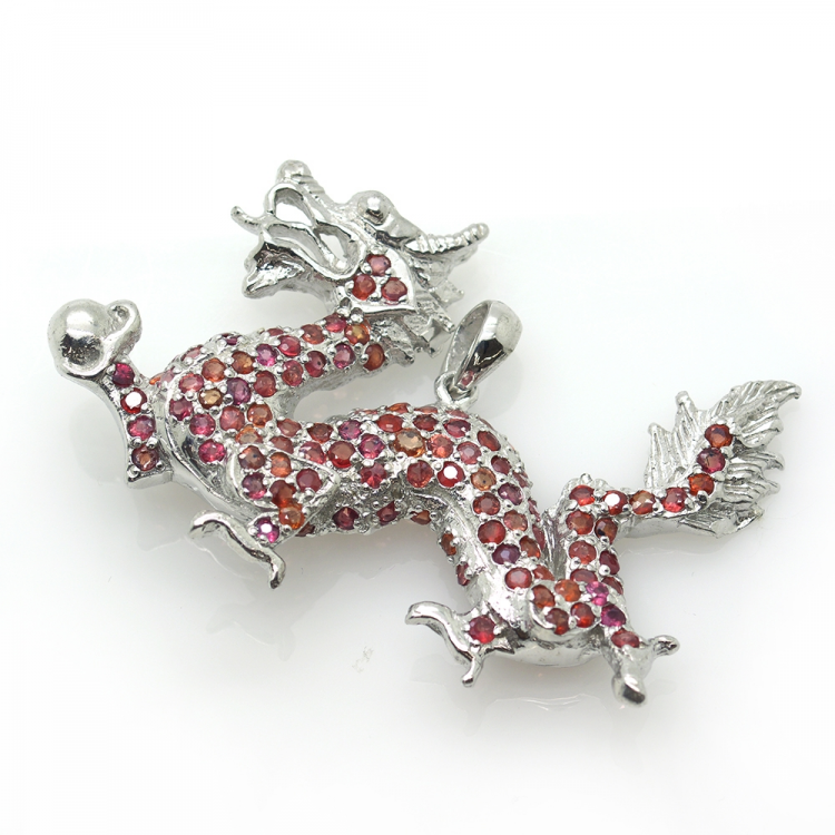 Sapphire and Silver 925 Dragon Pendant