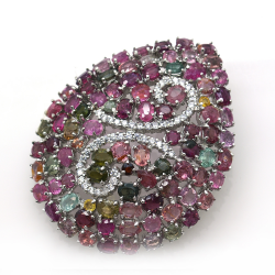 Tourmaline and Silver 925 Pendant / Brooch