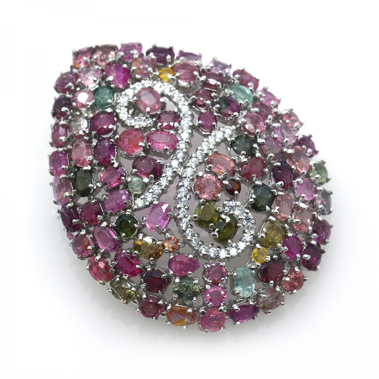 Tourmaline and Silver 925 Pendant / Brooch