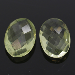 Green amethyst (prasiolite) oval cut with checkerboard 14x10mm 4pz