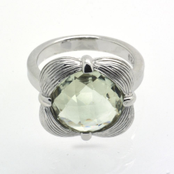 Prasiolite & 925 Sterling Silver Ring