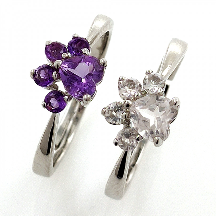Bague en argent 925 avec améthyste ou quartz rose