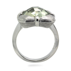 Prasiolite & 925 Sterling Silver Ring