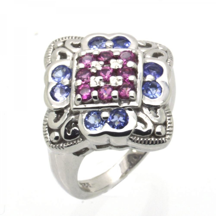 Tanzanite & Tourmaline & 925 Sterling Silver Ring