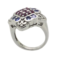 Tanzanite & Tourmaline & 925 Sterling Silver Ring