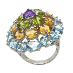 Multigems & 925 Sterling Silver Ring