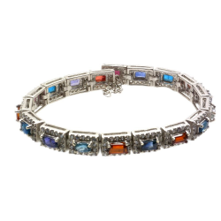 Multigems & 925 Sterling Silver Bracelet