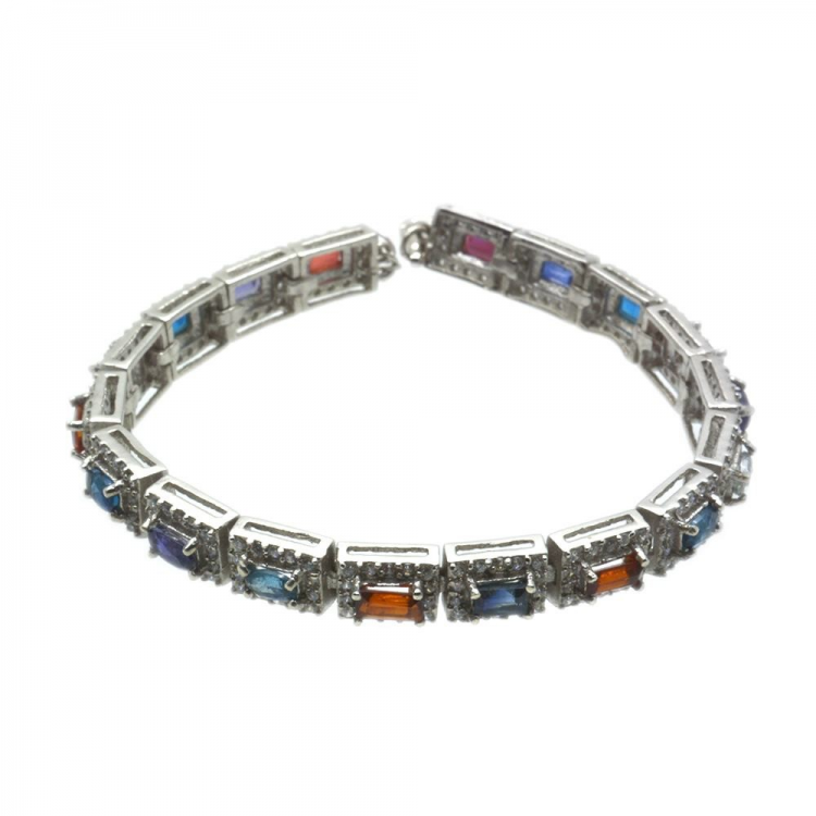 Multigems & 925 Sterling Silver Bracelet