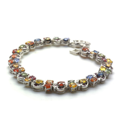 Songea Sapphire & Ruby & 925 Sterling Silver Bracelet