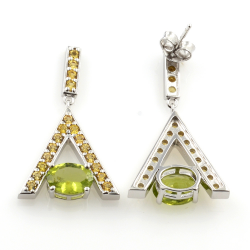 Peridot und gelber Saphiranhänger und Ohrringe mit Silber 925