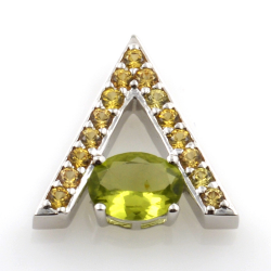 Peridot und gelber Saphiranhänger und Ohrringe mit Silber 925