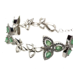 Emerald & 925 Sterling Silver Bracelet