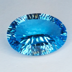 19.76 ct Blue Topaz Cut Oval Millenium 21 x 14.7 mm