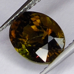 2,15 ct Tourmaline Bicolore verte orange coupe ovale 8x6mm