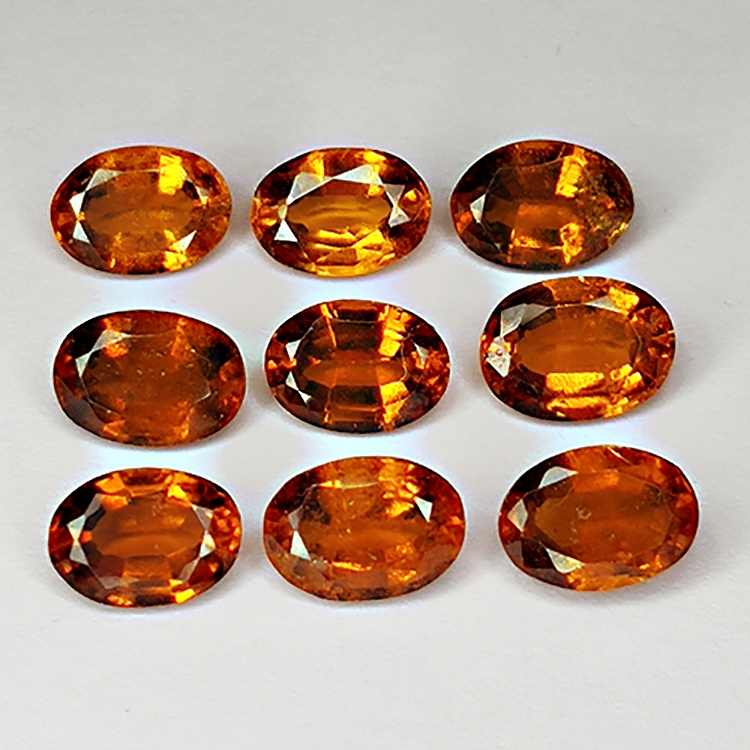 8,85ct Grenat Hessonite coupe ovale 7x5mm 9pc