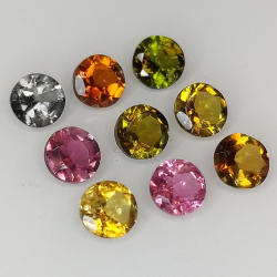 Round cut multicolor tourmaline 3.0-3.9mm 1ct