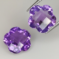 Amethyst fantasy cut flower with checkerboard 9mm 2pz