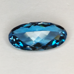 4.18ct Topacio Londres azul talla oval damero 14.4x7.4mm