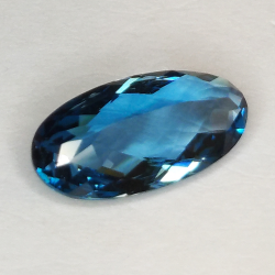 4.18ct London blue topaz oval cut checkerboard 14.4x7.4mm