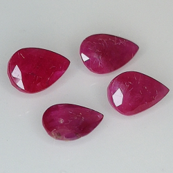 Ruby pear cut 6x4mm 4pcs